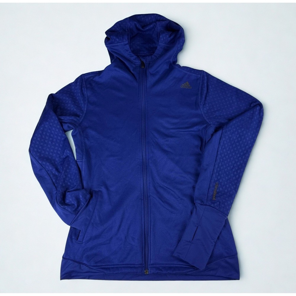 Adidas Climaheat Full Zip Hoodie Jacket Womens Small‎ Blue Thermal Fleece Active